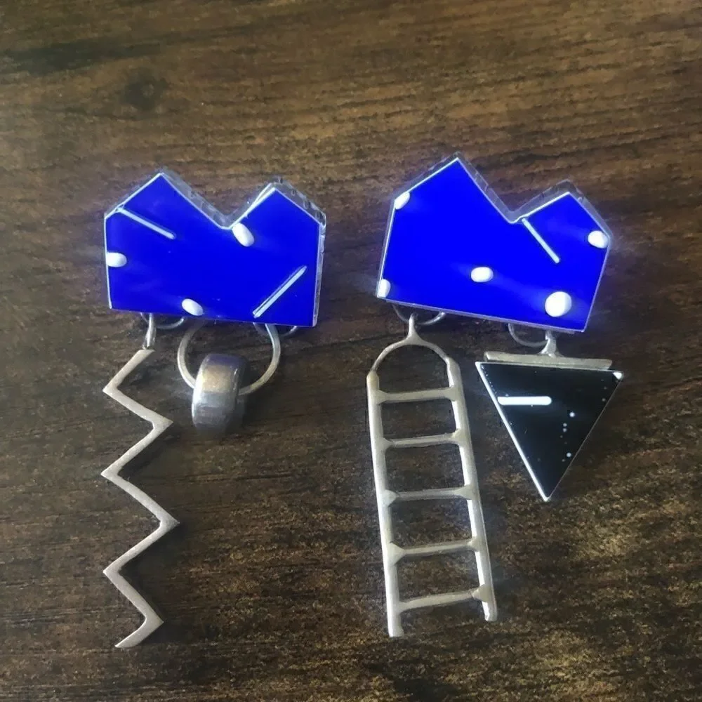 80’s  Sterling 925 Building Elements Earrings